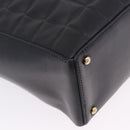 CHANEL Choco Bar Shoulder Bag Lamb Skin Black Gold CC Auth 200511V-12