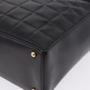 CHANEL Choco Bar Shoulder Bag Lamb Skin Black Gold CC Auth 200511V-13