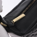 CHANEL Choco Bar Shoulder Bag Lamb Skin Black Gold CC Auth 200511V-15