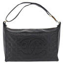 CHANEL Choco Bar Shoulder Bag Lamb Skin Black Gold CC Auth 200511V-2