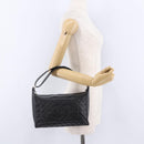 CHANEL Choco Bar Shoulder Bag Lamb Skin Black Gold CC Auth 200511V-23