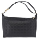 CHANEL Choco Bar Shoulder Bag Lamb Skin Black Gold CC Auth 200511V-3
