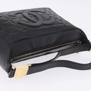 CHANEL Choco Bar Shoulder Bag Lamb Skin Black Gold CC Auth 200511V-6