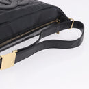 CHANEL Choco Bar Shoulder Bag Lamb Skin Black Gold CC Auth 200511V-7