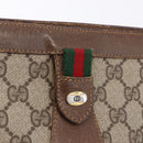 GUCCI GG Supreme Web Sherry Line Clutch Bag PVC Beige Gold 89 01 032 Auth 200512-12