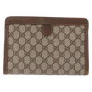 GUCCI GG Supreme Web Sherry Line Clutch Bag PVC Beige Gold 89 01 032 Auth 200512-3