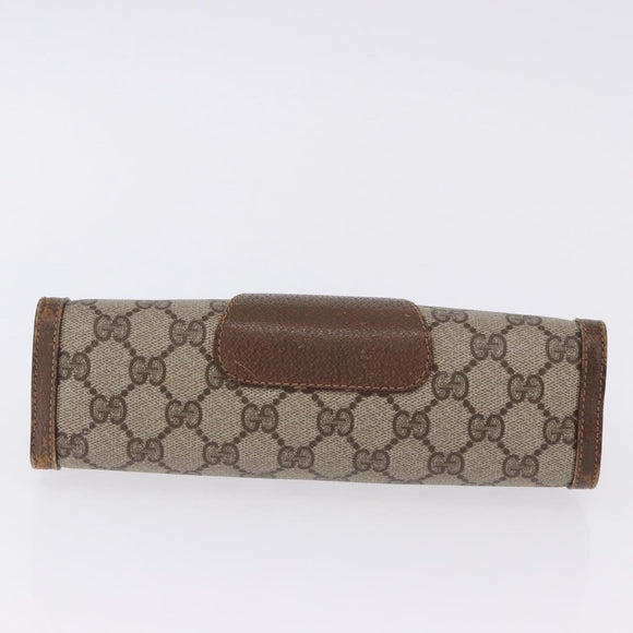 GUCCI GG Supreme Web Sherry Line Clutch Bag PVC Beige Gold 89 01 032 Auth 200512