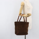 CHANEL Chain Tote Bag Suede Brown CC Auth 200525-22