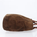 CHANEL Chain Tote Bag Suede Brown CC Auth 200525-4