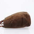 CHANEL Chain Tote Bag Suede Brown CC Auth 200525-5