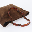 CHANEL Chain Tote Bag Suede Brown CC Auth 200525-6