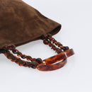 CHANEL Chain Tote Bag Suede Brown CC Auth 200525-7