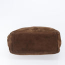 CHANEL Chain Tote Bag Suede Brown CC Auth 200525-9
