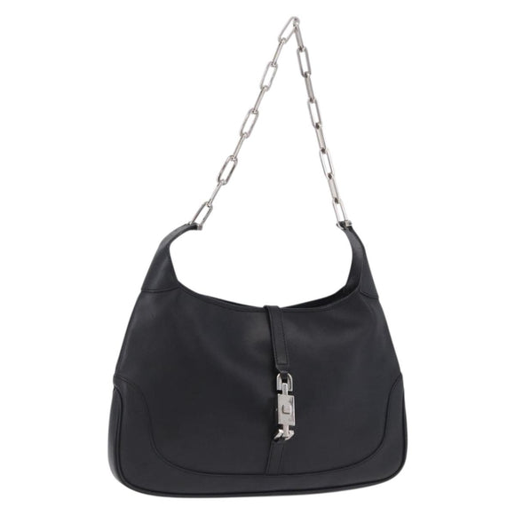 GUCCI Jackie Chain Shoulder Bag Leather Black Silver 001 4015 Auth 200526V