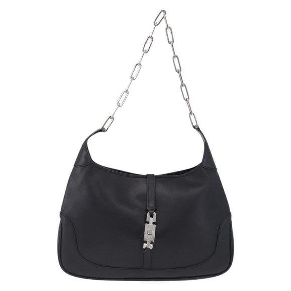 GUCCI Jackie Chain Shoulder Bag Leather Black Silver 001 4015 Auth 200526V