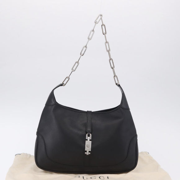 GUCCI Jackie Chain Shoulder Bag Leather Black Silver 001 4015 Auth 200526V
