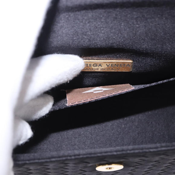 BOTTEGA VENETA INTRECCIATO Hand Bag Nylon Black Silver Auth 200527M