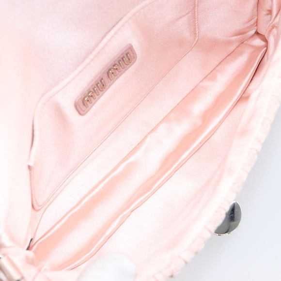 Miu Miu Matelasse Bijoux Chain Shoulder Bag Satin Pink Silver Auth 200528V