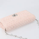 Miu Miu Matelasse Bijoux Chain Shoulder Bag Satin Pink Silver Auth 200528V-6