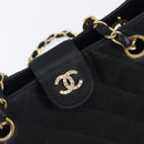 CHANEL Matelasse Chain Shoulder Bag Satin Black Gold CC Auth 200529V-14