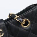 CHANEL Matelasse Chain Shoulder Bag Satin Black Gold CC Auth 200529V-15