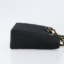 CHANEL Matelasse Chain Shoulder Bag Satin Black Gold CC Auth 200529V-4