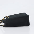 CHANEL Matelasse Chain Shoulder Bag Satin Black Gold CC Auth 200529V-5