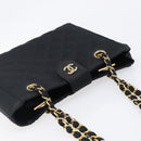 CHANEL Matelasse Chain Shoulder Bag Satin Black Gold CC Auth 200529V-6