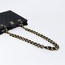 CHANEL Matelasse Chain Shoulder Bag Satin Black Gold CC Auth 200529V-7