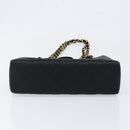 CHANEL Matelasse Chain Shoulder Bag Satin Black Gold CC Auth 200529V-9