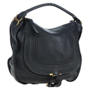 Chloe Marcie Shoulder Bag Leather Black Gold Auth 200530V-1