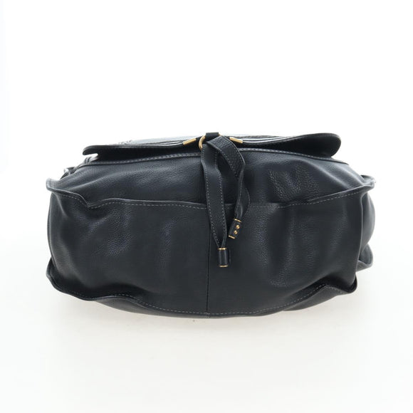 Chloe Marcie Shoulder Bag Leather Black Gold Auth 200530V