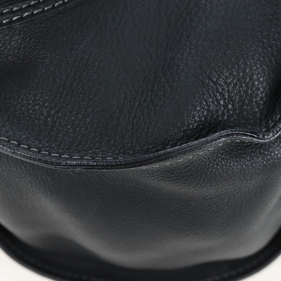 Chloe Marcie Shoulder Bag Leather Black Gold Auth 200530V