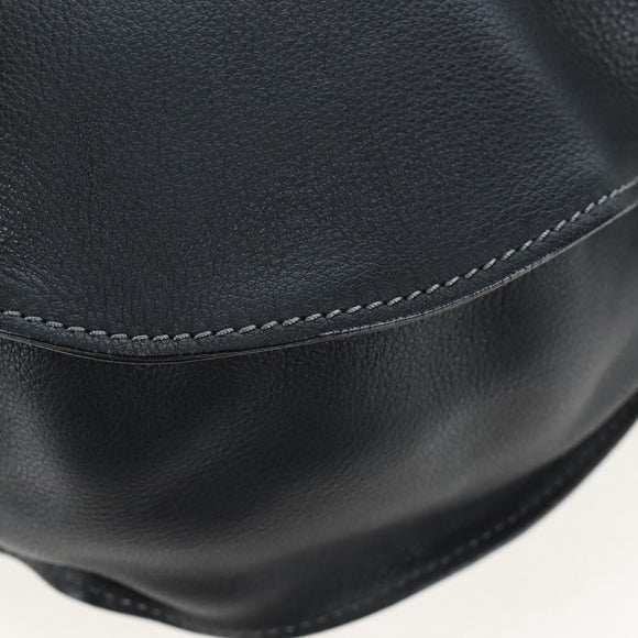 Chloe Marcie Shoulder Bag Leather Black Gold Auth 200530V