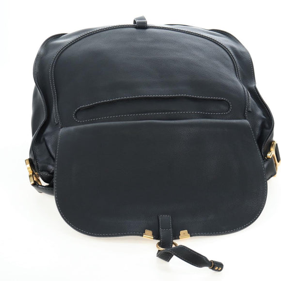Chloe Marcie Shoulder Bag Leather Black Gold Auth 200530V