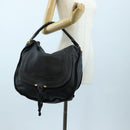 Chloe Marcie Shoulder Bag Leather Black Gold Auth 200530V-28