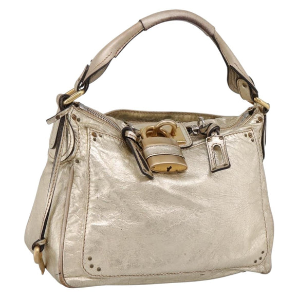 Chloe Paddington Shoulder Bag Leather Gold Auth 200531