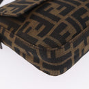 FENDI Zucca Canvas Mamma Baguette Shoulder Bag Brown Black Auth 200533V-14