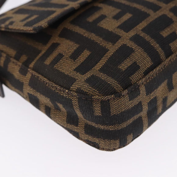 FENDI Zucca Canvas Mamma Baguette Shoulder Bag Brown Black Auth 200533V