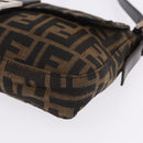 FENDI Zucca Canvas Mamma Baguette Shoulder Bag Brown Black Auth 200533V-15
