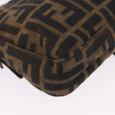 FENDI Zucca Canvas Mamma Baguette Shoulder Bag Brown Black Auth 200533V-16