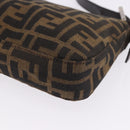 FENDI Zucca Canvas Mamma Baguette Shoulder Bag Brown Black Auth 200533V-17
