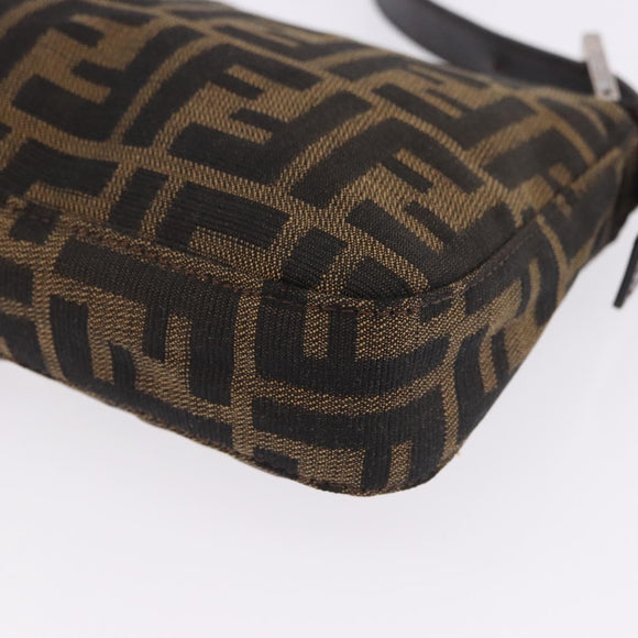 FENDI Zucca Canvas Mamma Baguette Shoulder Bag Brown Black Auth 200533V