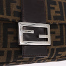 FENDI Zucca Canvas Mamma Baguette Shoulder Bag Brown Black Auth 200533V-19