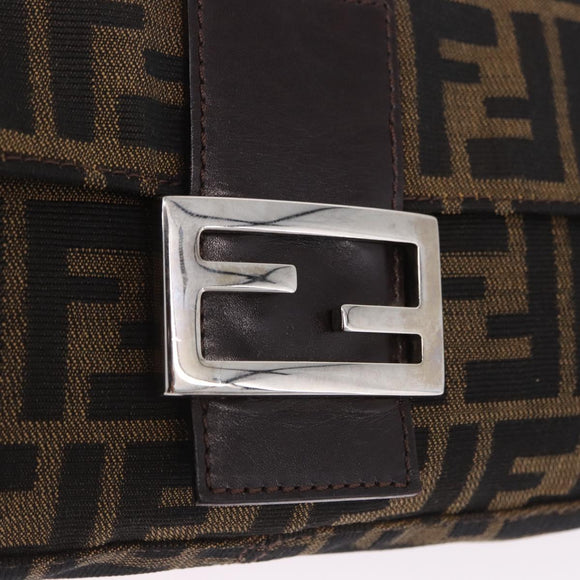 FENDI Zucca Canvas Mamma Baguette Shoulder Bag Brown Black Auth 200533V