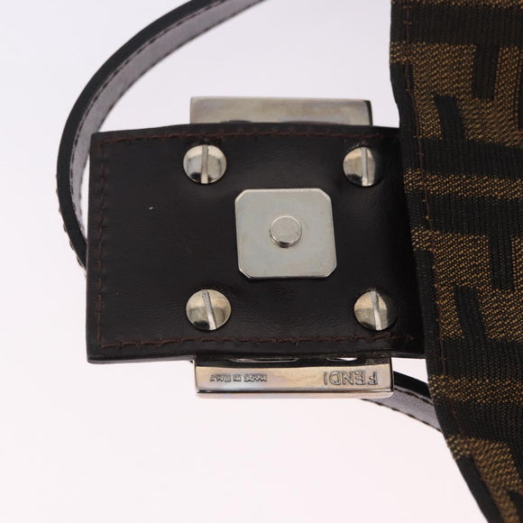 FENDI Zucca Canvas Mamma Baguette Shoulder Bag Brown Black Auth 200533V