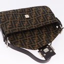 FENDI Zucca Canvas Mamma Baguette Shoulder Bag Brown Black Auth 200533V-20