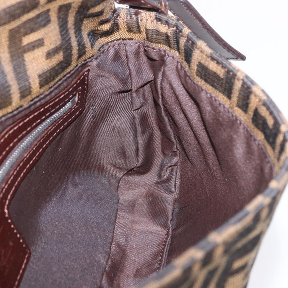 FENDI Zucca Canvas Mamma Baguette Shoulder Bag Brown Black Auth 200533V