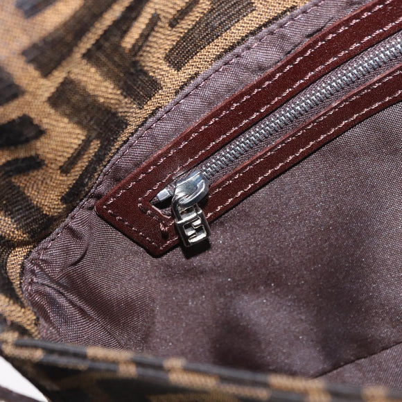 FENDI Zucca Canvas Mamma Baguette Shoulder Bag Brown Black Auth 200533V