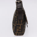 FENDI Zucca Canvas Mamma Baguette Shoulder Bag Brown Black Auth 200533V-4